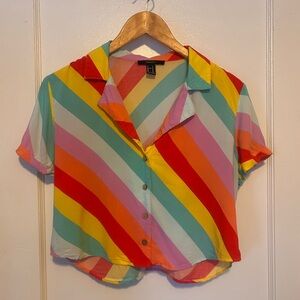 Rainbow 🌈 Cropped Button Up Blouse